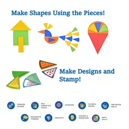 Toysaga Fun Fractions| 2 Fraction Sets, Circle and Square| Arithmetic Montessori Toy| Math Manipulative| Numbers Educational & Fun Game| Shape Builder and Art Activity for Kids - 62 Pieces image 4