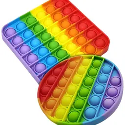 white popcorn Bubble Fidget Sensory Toy with Simple Dimples - Silicone Fidget Popper for Stress Relief, Autism and Anti-Anxiety | Rainbow Pop It for Kids and Adults (Square Circle)-picture-23