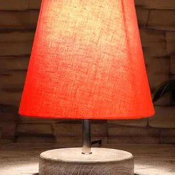 Devansh Orange cotton Round white brushed wood Table Lamp image 5