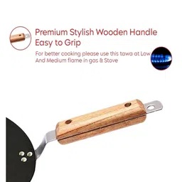 Femora Iron Flat Tawa 12 Inch Tava for Roti with Wooden Handle image 5