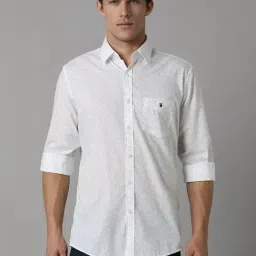 Louis Philippe Sport White Cotton Slim Fit Texture Shirt-picture-35