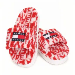 Tommy Hilfiger Women's White & Deep Crimson Slide Sandals image 5