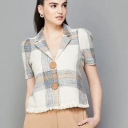 Code by Lifestyle Beige Cotton Chequered Shirt-picture-40