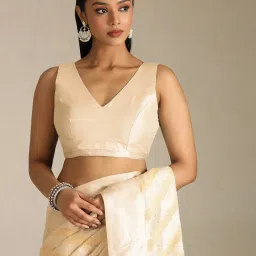 Soch Beige Tussar Woven Design Saree With Stitched Blouse image 5