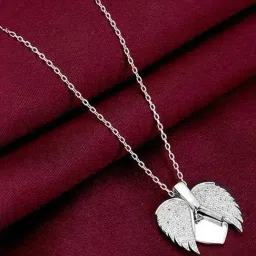 GIVA 925 Silver Wings To Fly Heart Pendant with Link Chain-picture-25