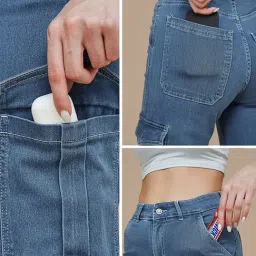 Life With Pockets Blue Solid Regular Fit Jeans-picture-28