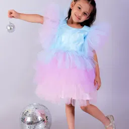 The Mom Store Girls Multicolor Embellished Party Dress-image-60
