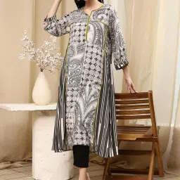 Biba Ivory Straight Fit Printed Kurta image 5