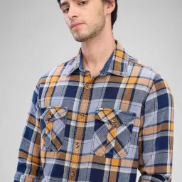 Spykar Yellow Slim Fit Checks Shirt image 5