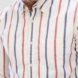 Spykar Red Slim Fit Striped Shirt image 5