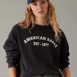 American Eagle Outfitters Black Cotton Printed Sweatshirt-image-31