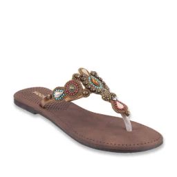 Mochi Women's Antique Gold Thong Sandals-picture-14