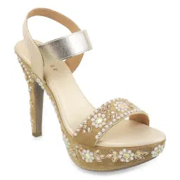 Princess by Metro Women's Gold Ankle Strap Stilettos-picture-11