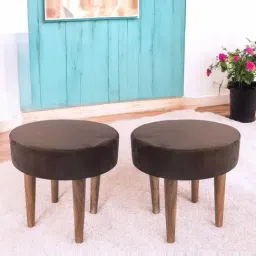 Ikiriya Nayla Taupe Brown Sheesham Wood Contemporary Stools in Teak Finish-picture-17