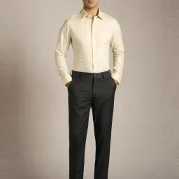 Louis Philippe Grey Slim Fit Texture Trousers image 5