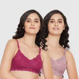 Clovia Multicolor Lace Bra (Pack of 2)-image-94
