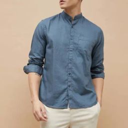 Code By Lifestyle Teal Blue Cotton Regular Fit Shirt-picture-36