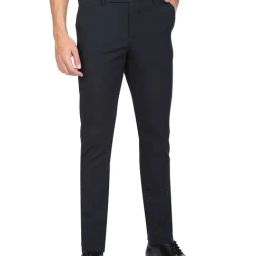 Arrow Dark Blue Regular Fit Flat Front Trousers-picture-39