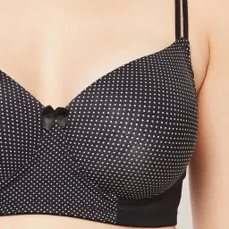 Clovia Black Polka Dots T-Shirt Bra image 5