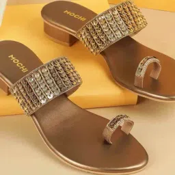 Mochi Women's Antique Gold Toe Ring Sandals-picture-21