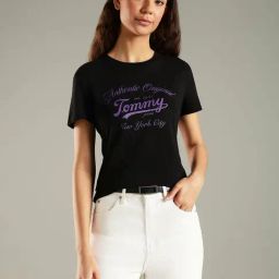 TOMMY HILFIGER Black Logo Regular Fit Cotton T-Shirt-picture-31