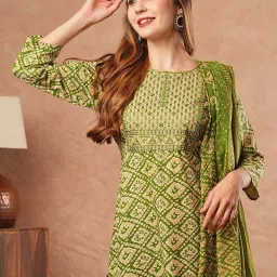 Fashor Green Embroidered Kurta & Pant Set With Dupatta image 5