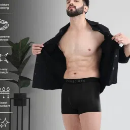 Freecultr Black Modal Regular Fit Solid Trunks (Pack of 5) image 5