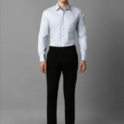 Louis Philippe Blue Cotton Slim Fit Checks Shirt image 5