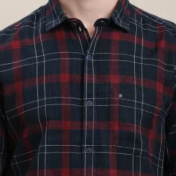 Turtle Navy Blue Slim Fit Checks Shirt image 5