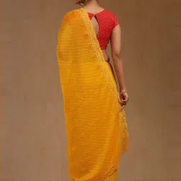 Soch Yellow Embroidered Saree With Unstitched Blouse image 2