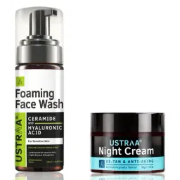 Ustraa Ceramide & Hyaluronic Acid Foaming Face Wash & De-Tan & Anti-Aging Night Cream Combo-image-27