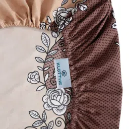 Klotthe Brown 300 TC Polycotton Double Elastic Book Fold Bedsheet with 2 Pillow Covers image 5