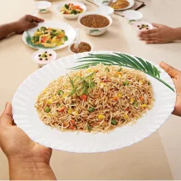 Larah by Borosil Crescent Fluted White Opalware 21 Pieces Dinner Set image 5