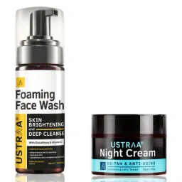 Ustraa Skin Brightening & Deep Cleanse Foaming Face Wash & De-Tan & Anti-Aging Night Cream Combo-image-61
