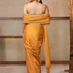 Soch Mustard Embellished Saree With Unstitched Blouse image 2