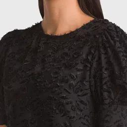 Globus Black Self Design Puff Sleeves Top image 5