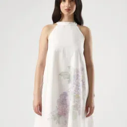 RAREISM White Cotton Floral Dress-image-55