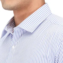 Park Avenue Blue Slim Fit Striped Shirt image 5