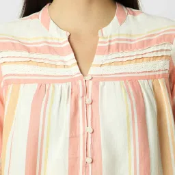 Van Heusen Cream Striped Shirt image 5