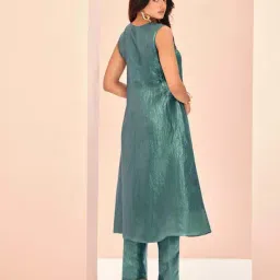 Odette Light Blue Embroidered Kurta with Pant image 2