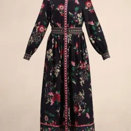 Vero Moda Navy Blazer Flared Fit Floral Print Dress image 4
