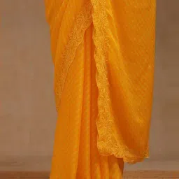 Soch Yellow Embroidered Saree With Unstitched Blouse image 5