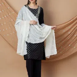 Melange by Lifestyle White Embroidered Dupatta-image-26