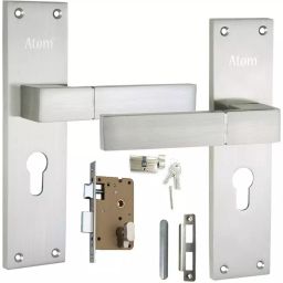 Atom Aluminium Silver Door Handle Lock Set, AL-51C/Y-S.S.8-picture-20