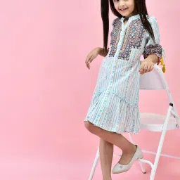 Juniper Girls Blue Printed Midi Dress image 5