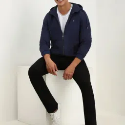 Allen Solly Navy Regular Fit Hooded Jacket image 5