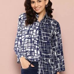 Qurvii Navy & White Printed Shirt-picture-46