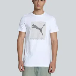 Puma White Cotton Slim Fit Printed T-Shirt-image-68