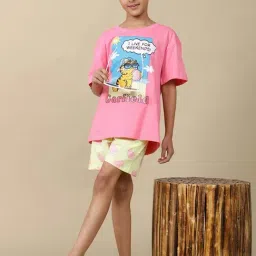 Kidsville Garfield Printed oversized fit Tshirt For Girls image 4