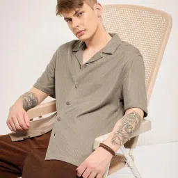 THE BEAR HOUSE Brown Polyester Regular fit Self Design Shirts-picture-33